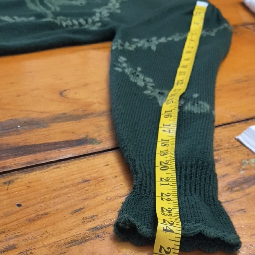 Herman Geist Green Sweater Deer Design Vintage Grandmacore Eclectic Cottagecore - Picture 14 of 14